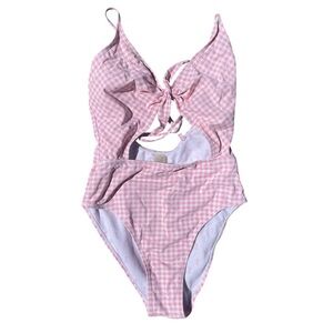 Juicy Couture Black Label Los Angeles Pink and White Gingham swimsuit